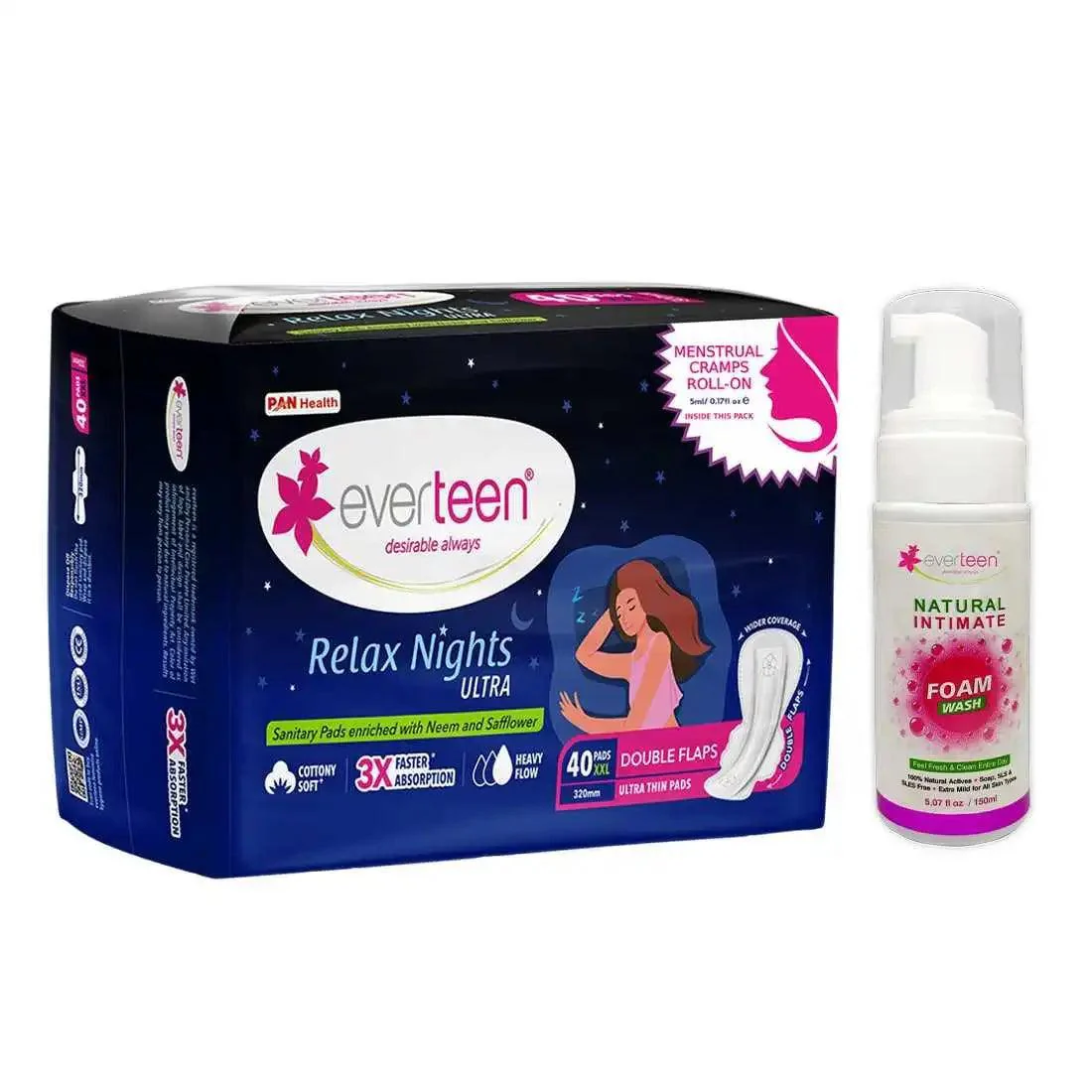 everteen-relax-nights-ultra-40-pads-and-foam-intimate-wash-150ml-everteen-neud-com-1