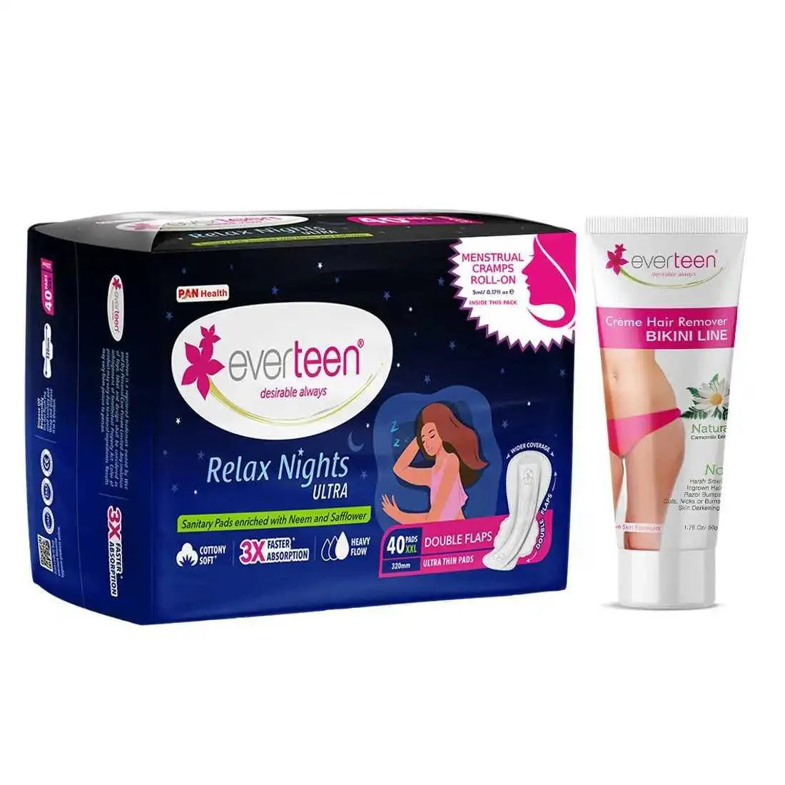 everteen-relax-nights-ultra-40-pads-and-natural-bikini-line-hair-remover-cream-50g-everteen-neud-com-1