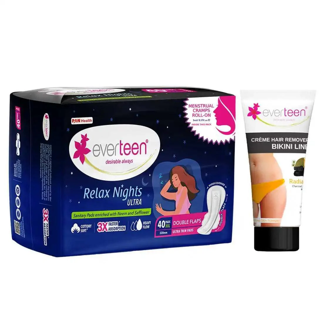 everteen-relax-nights-ultra-40-pads-and-radiance-bikini-line-hair-remover-cream-50g-everteen-neud-com-1