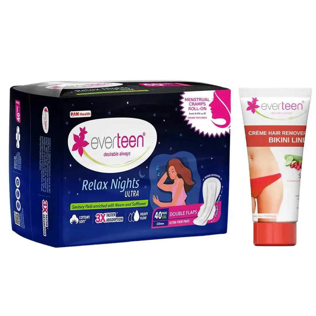 everteen-relax-nights-ultra-40-pads-and-silky-bikini-line-hair-remover-cream-50g-everteen-neud-com-1